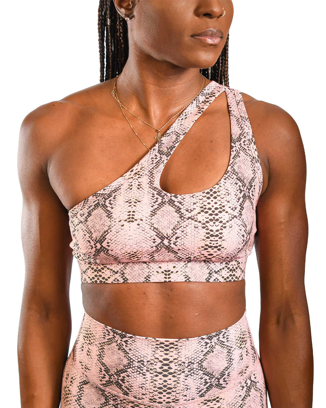 Pink & Gold Boa Sports Bra for Women - High Support Workout Top for Yoga, Running & Gym - Breathable Comfort Fitness Apparel