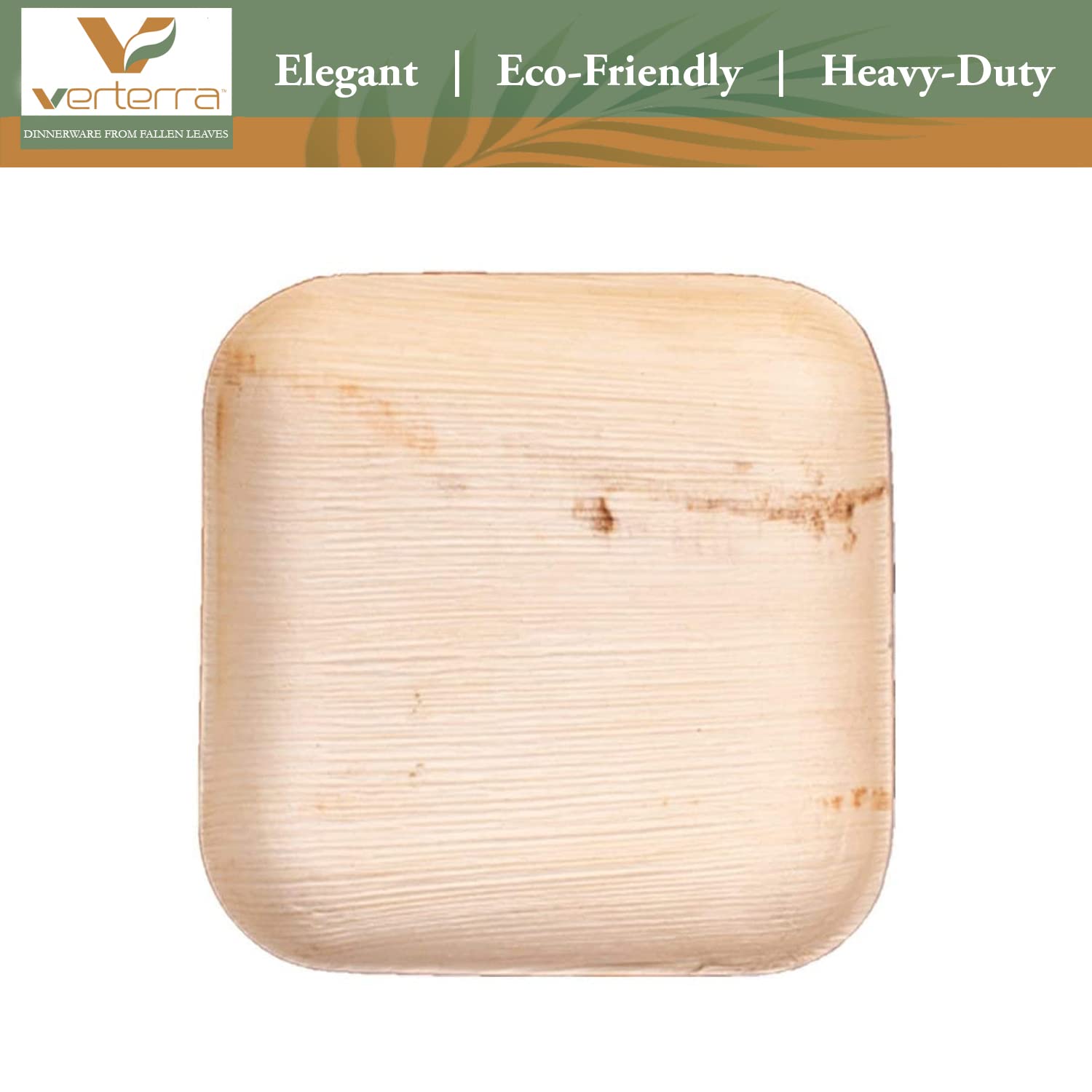 Eco-Friendly 6-Inch Square Compostable Palm Leaf Plates - Heavy Duty Disposable Dinnerware for Weddings, Parties & Events (300 Pack) | Sustainable Tableware for Outdoor Picnics, BBQs & Catering Services