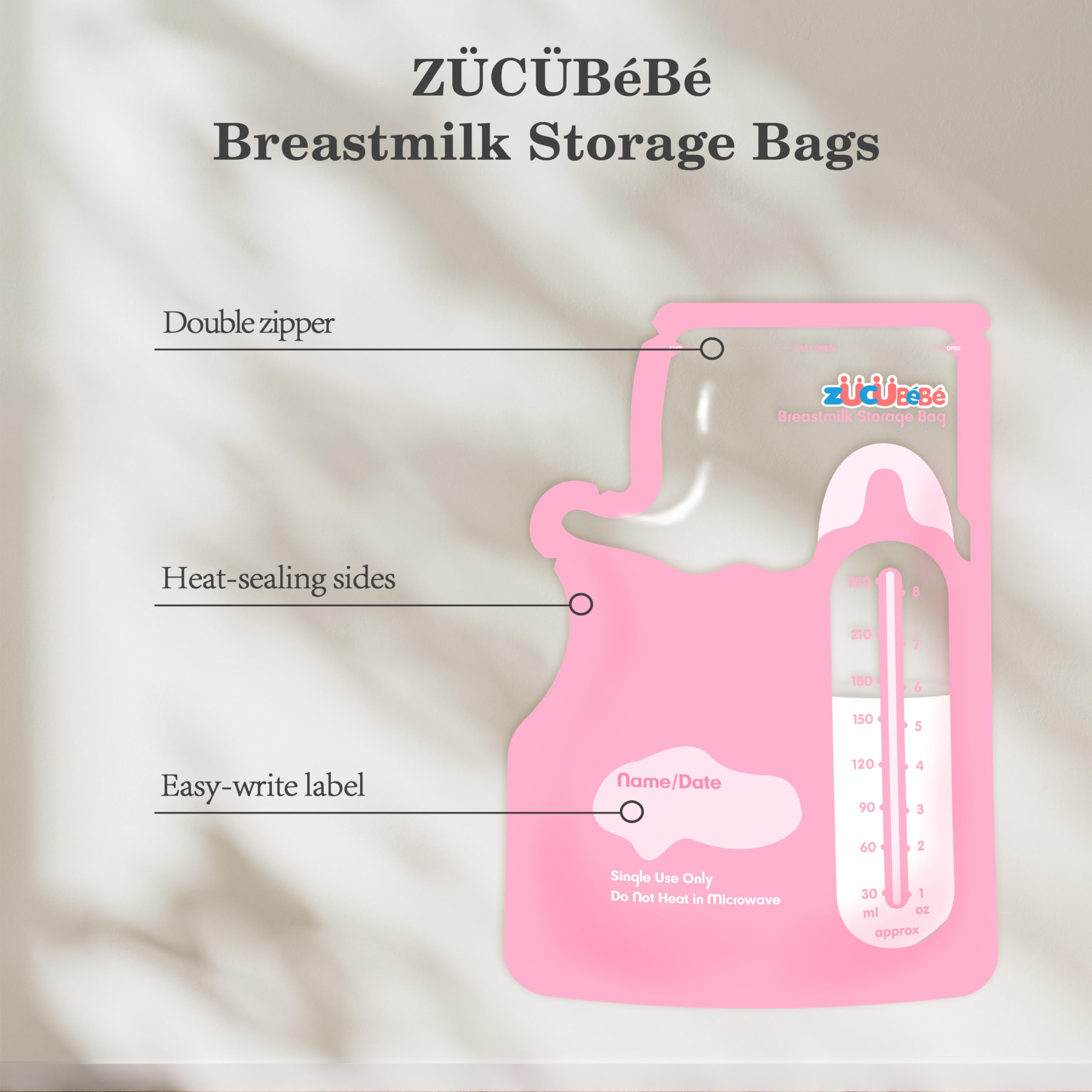 150 Count Breastmilk Storage Bags - 8oz BPA Free Breastfeeding Bags with Easy Pour Spout & Self-Standing Design for Refrigeration & Freezing - Ideal for Nursing Moms at Home or Travel