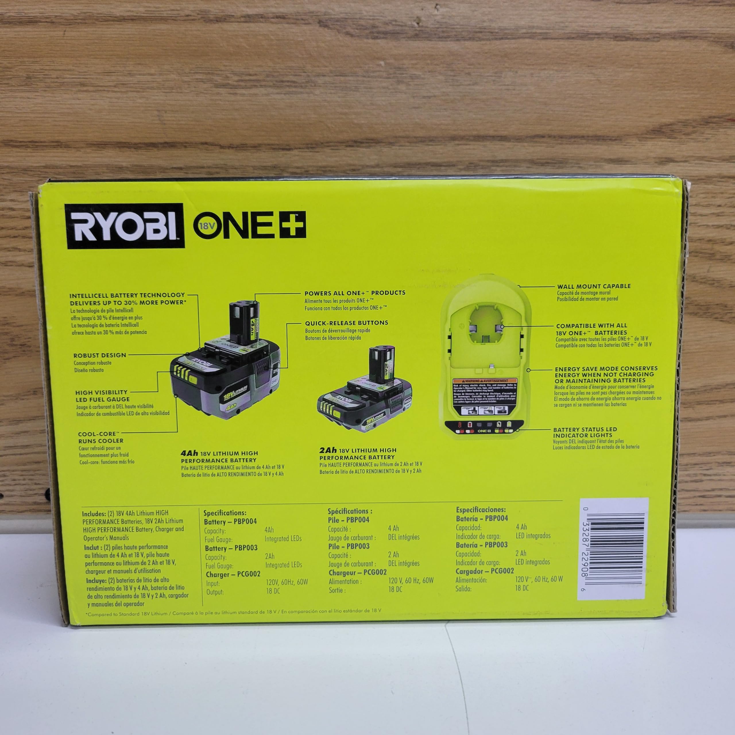 RYOBI ONE+ 18V Lithium-Ion Cordless Power Tool Starter Kit with (1) 2.0Ah Battery, (2) 4.0Ah Batteries & Fast Charger - Perfect for DIY Projects, Home Improvement & Professional Contractors (Model PSK108SB)