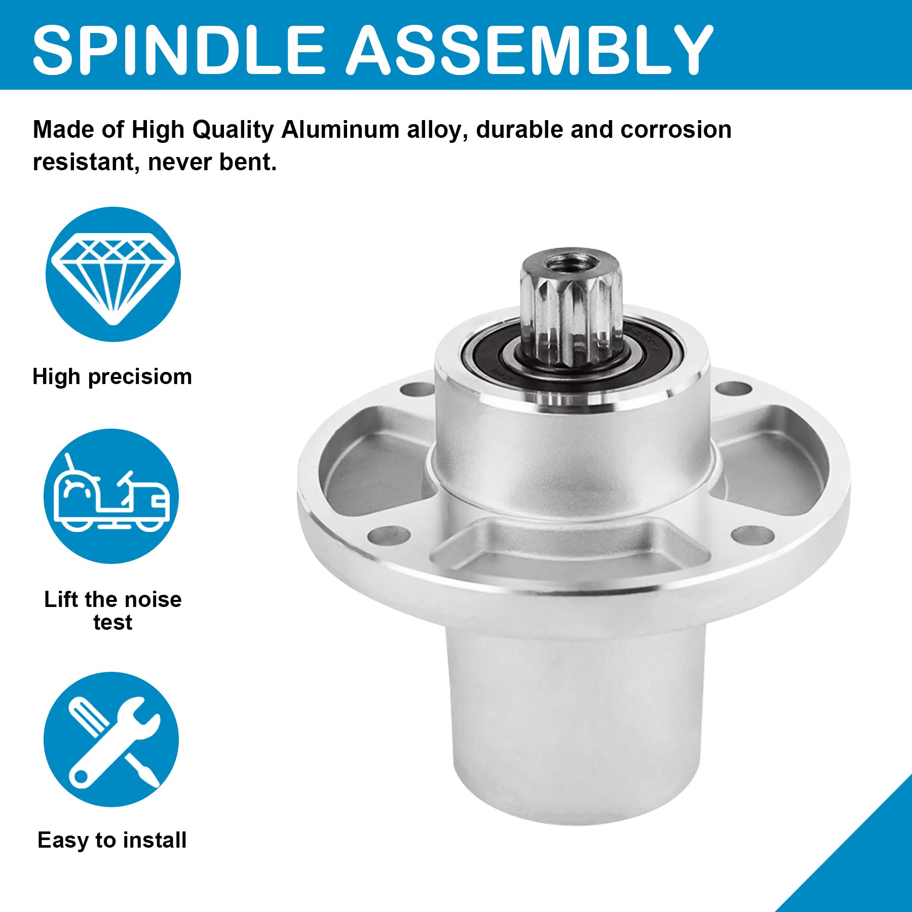 Hustler 48 Inch Raptor Flip Up Zero Turn Mower Spindle Rebuild Kit with Blades - Replaces 601804 & 795757 - Perfect for Lawn Maintenance & Mower Repair