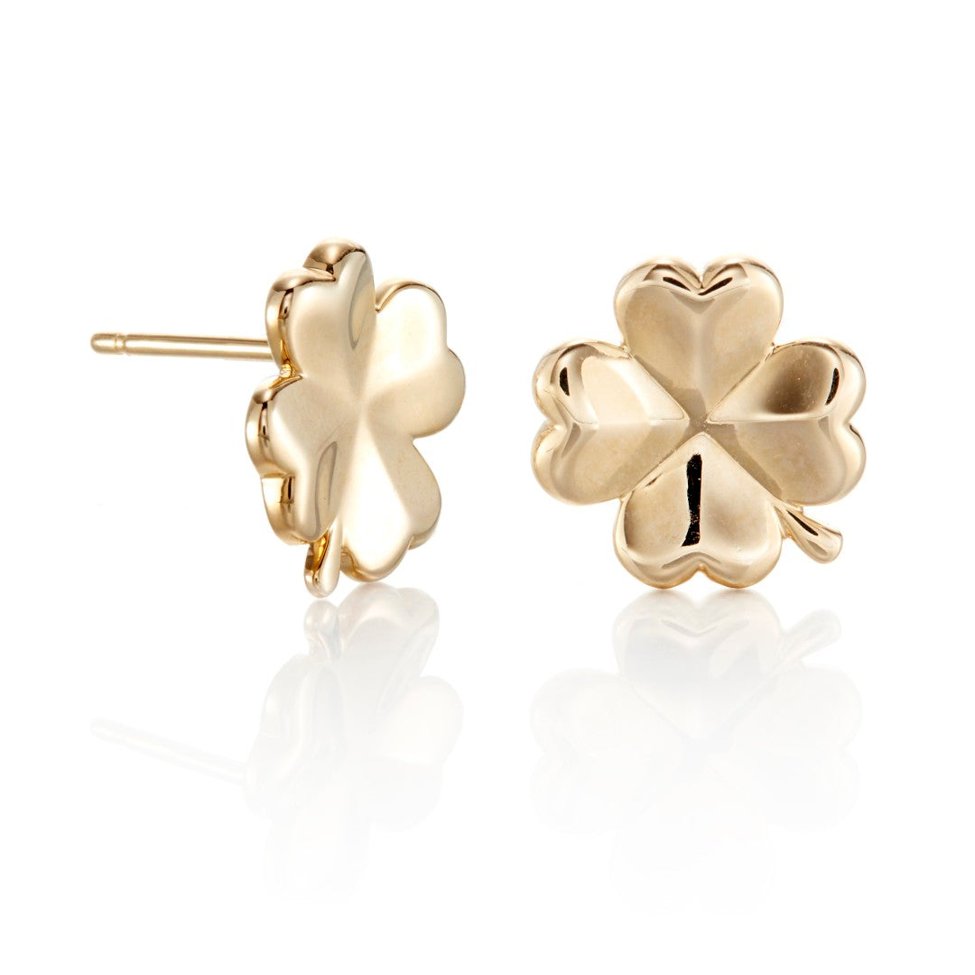 Lucky Four Leaf Clover Earrings for Women - Sterling Silver Irish Shamrock Stud Earrings - Perfect for St. Patrick's Day, Gifts & Everyday Wear