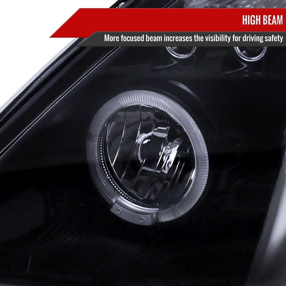 Glossy Piano Black Tinted LED Projector Headlights Compatible with 2003-2005 Models - Perfect for Night Driving & Car Customization