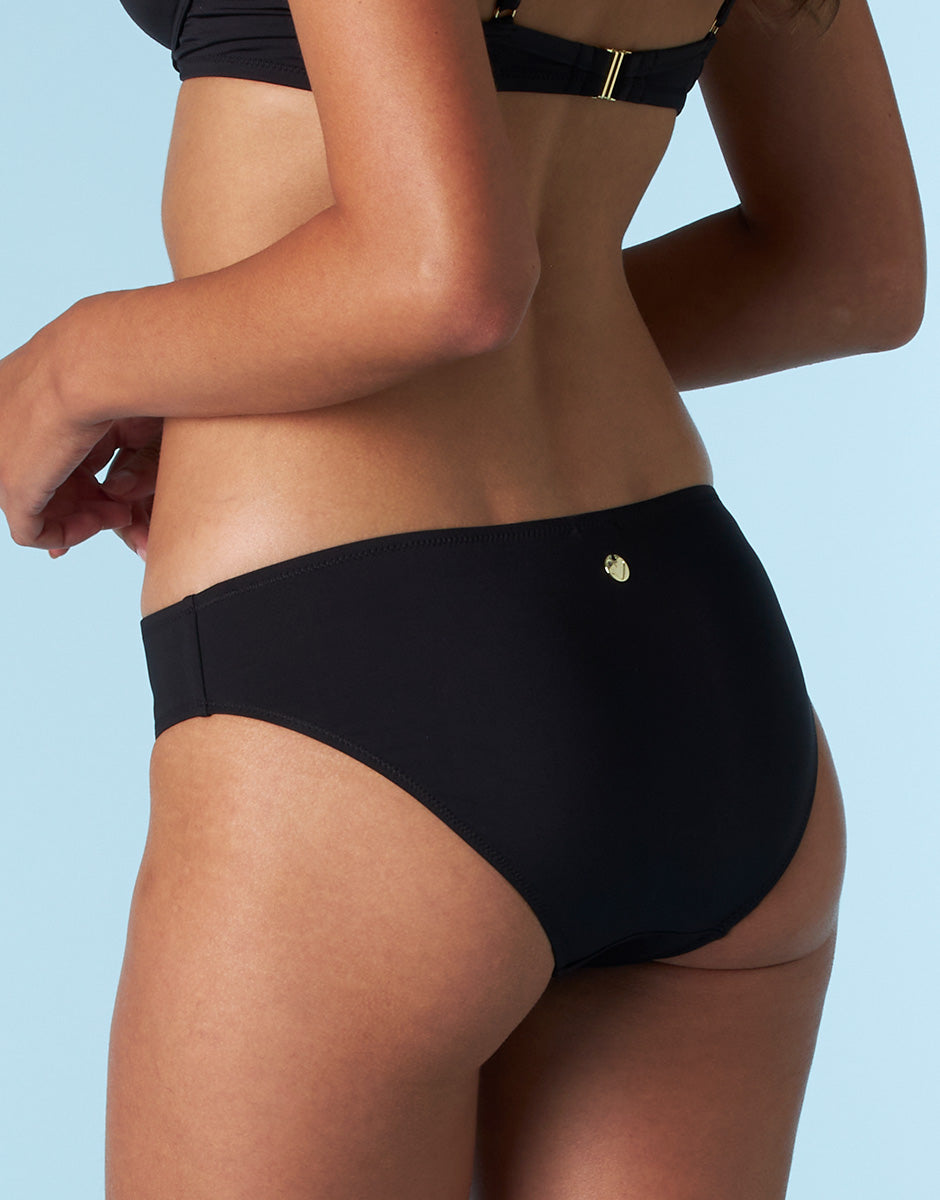 Essential Micro Mid-Length Black Microfiber Swimsuit - Perfect for Beach Vacations, Pool Parties & Summer Getaways