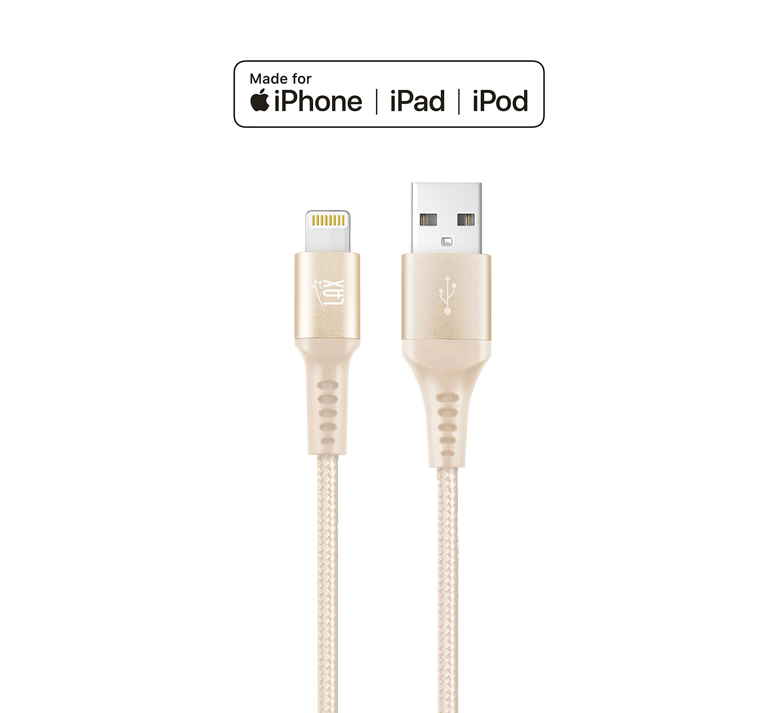 MFi Certified iPhone Charger Lightning Cable - Durable Braided USB Cord for iPhone 14/13/12/11/X/8, iPad & iPod | Fast Charging & Data Sync | Perfect for Home, Office & Travel Use