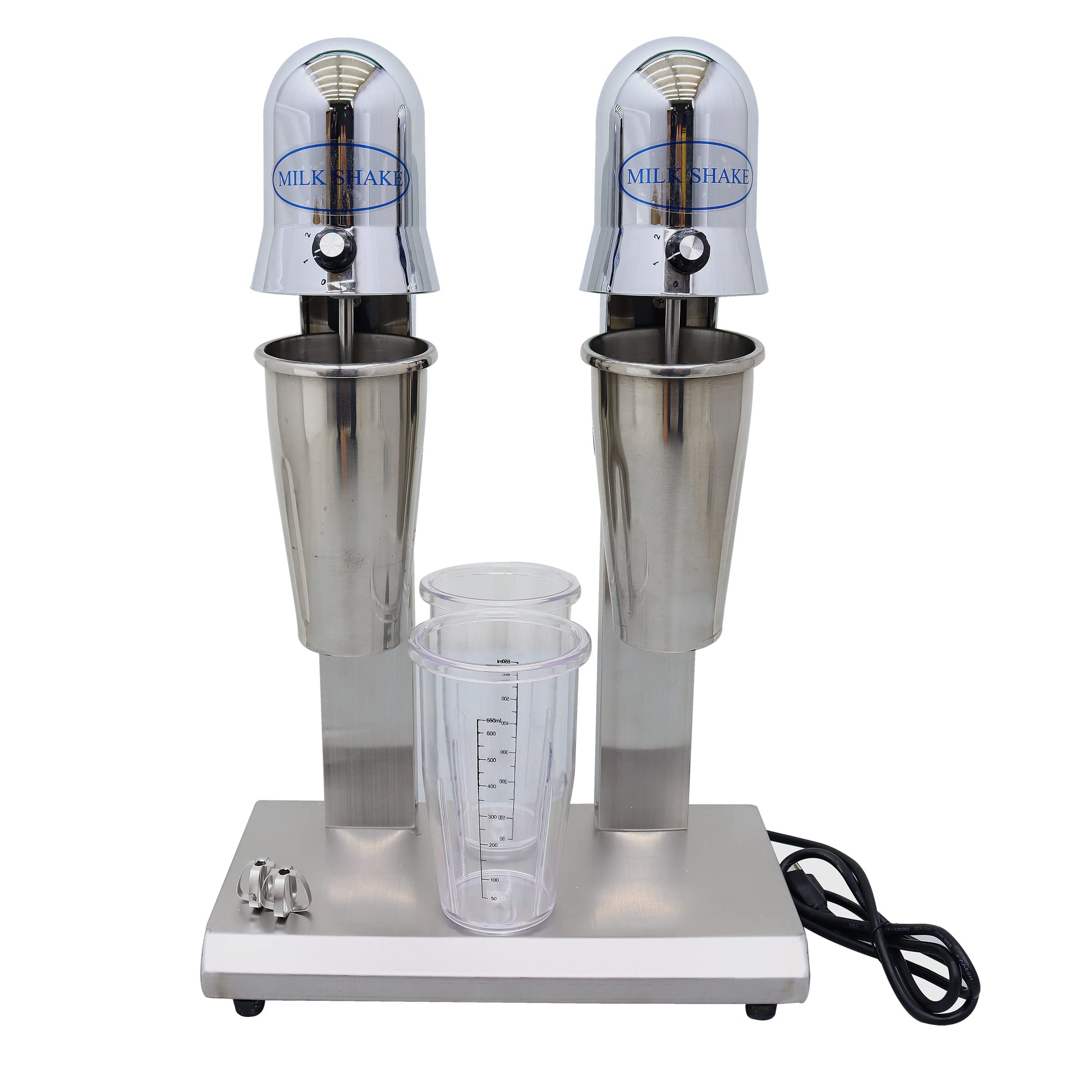 TECHTONGDA Commercial & Home Electric Milkshake Maker - 110V Double Head Drink Mixer, Ice Cream Blender with 2 Speed Settings & 4 Cups - Perfect for Smoothies, Shakes, Frozen Desserts in Restaurants, Cafes & Home Kitchens