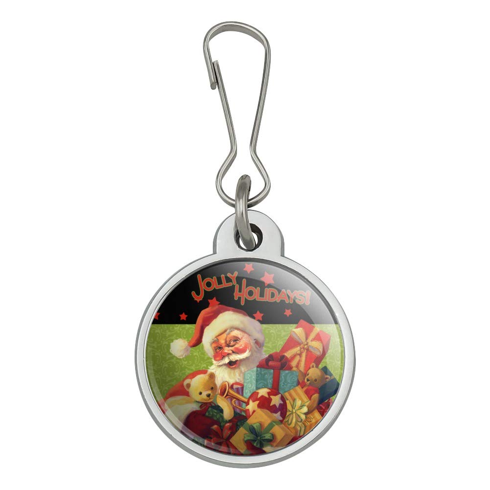 Christmas Jolly Holidays Santa Graphic Jacket Handbag Purse Luggage Backpack Zipper Pull Charm - Festive Accessory for Holiday Travel & Gifts