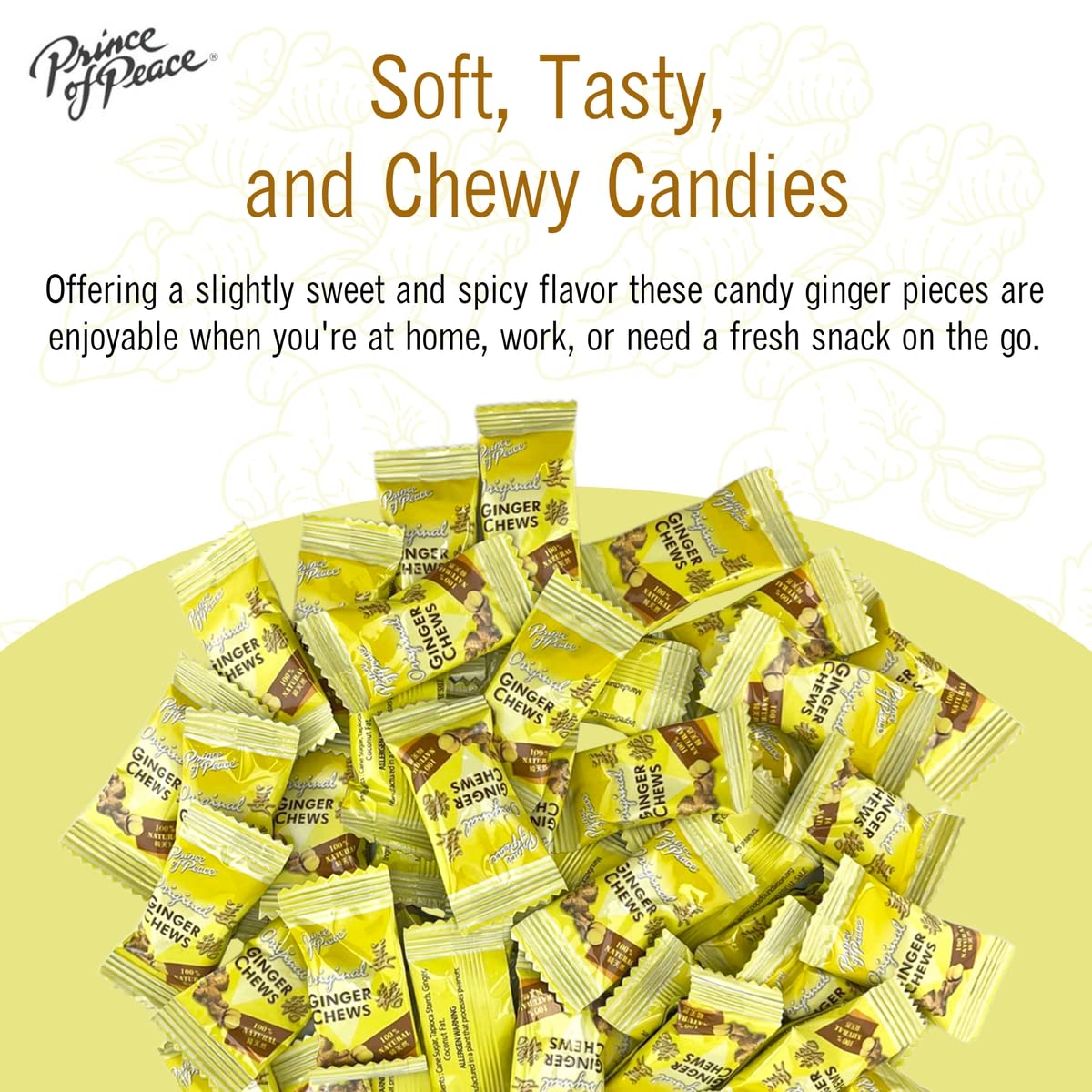 Natural Ginger Candy with Lemon - 2.2lb Pack for Digestion & Nausea Relief