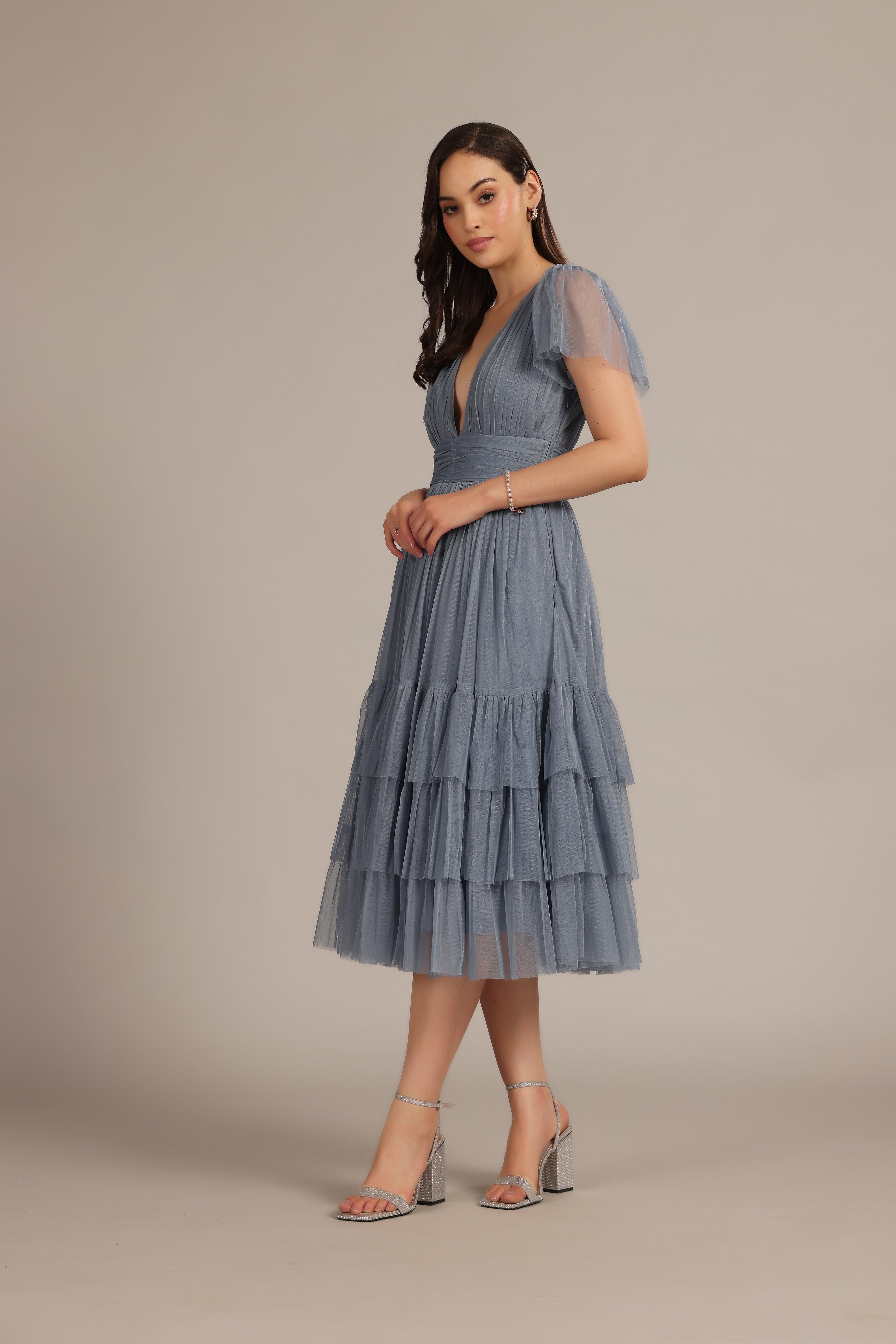 Elegant Madison Dusty Blue Bridesmaid Dress - A-Line Floor Length Formal Gown for Weddings, Prom & Special Occasions