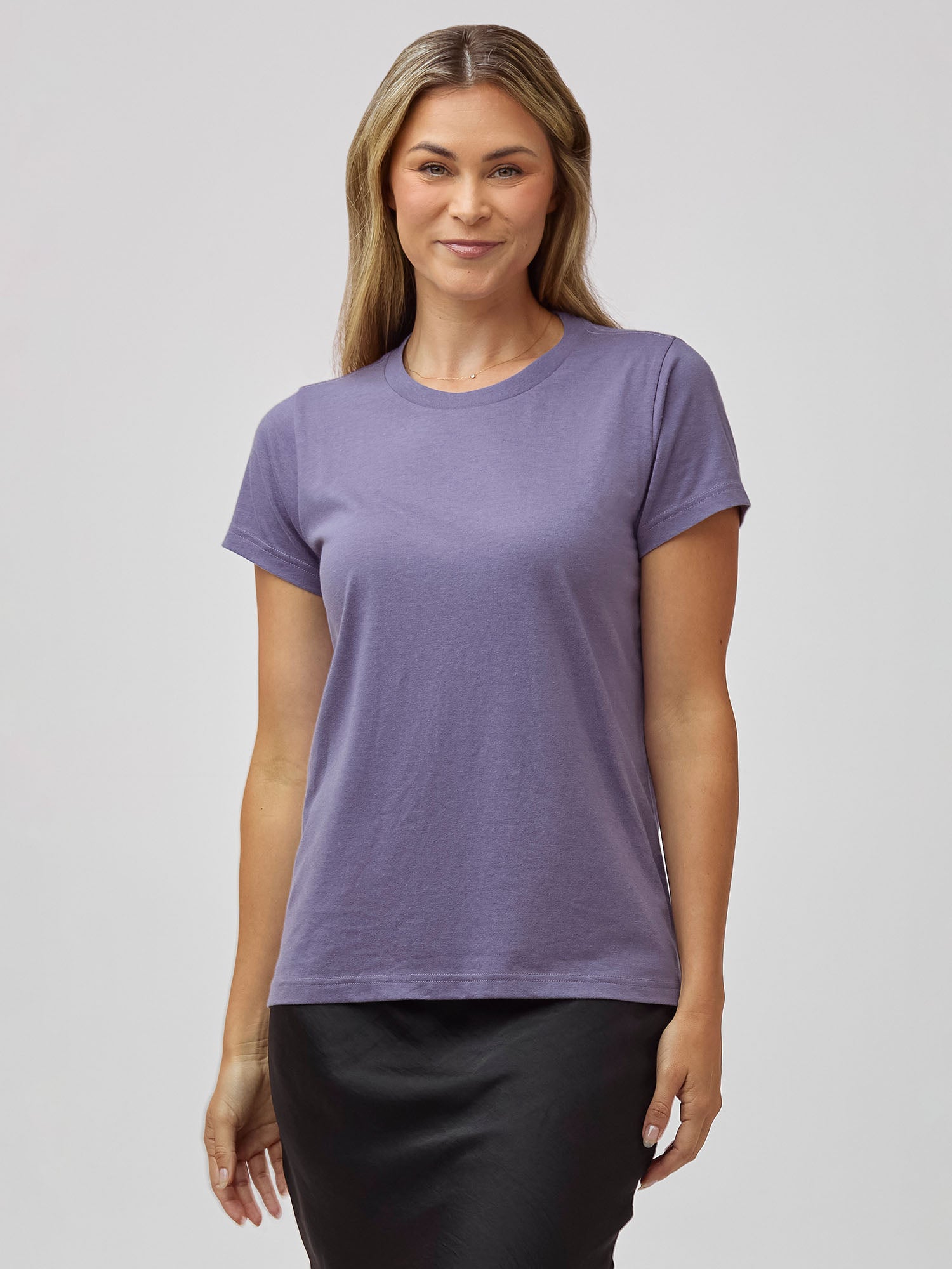 Women's Flint Purple Crew Neck T-Shirt - Soft Cotton Casual Tee for Everyday Wear | Perfect for Workouts, Lounging & Outfits