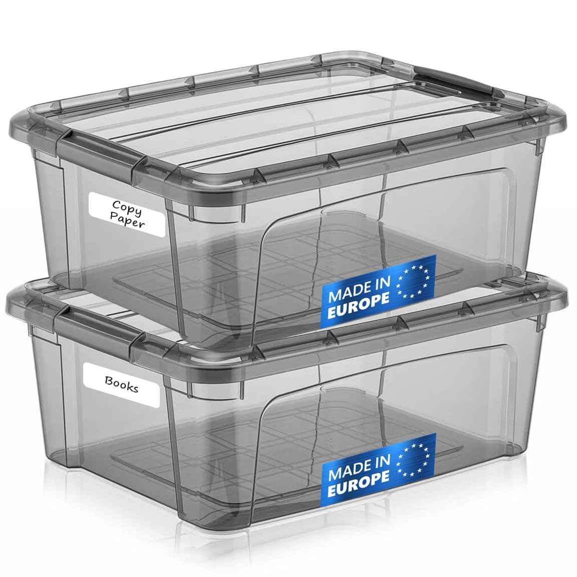 Tribello 12.5 Quart Plastic Storage Bins with Latching Lids - Set of 2 (15.5