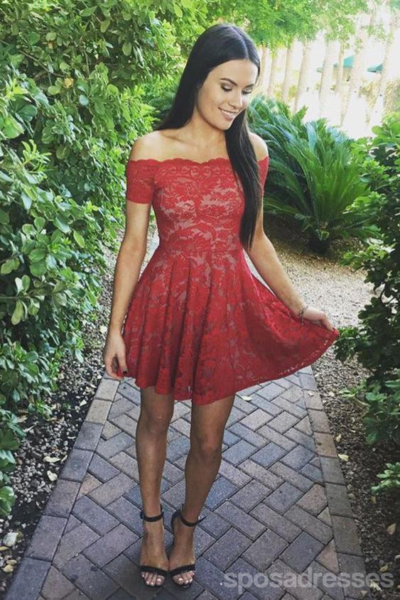 Elegant Off Shoulder Red Lace Homecoming Dress - Simple & Affordable Short Prom Dress for Women 2018 (CM549) | Perfect for Homecoming, Prom Night, Cocktail Parties & Special Occasions