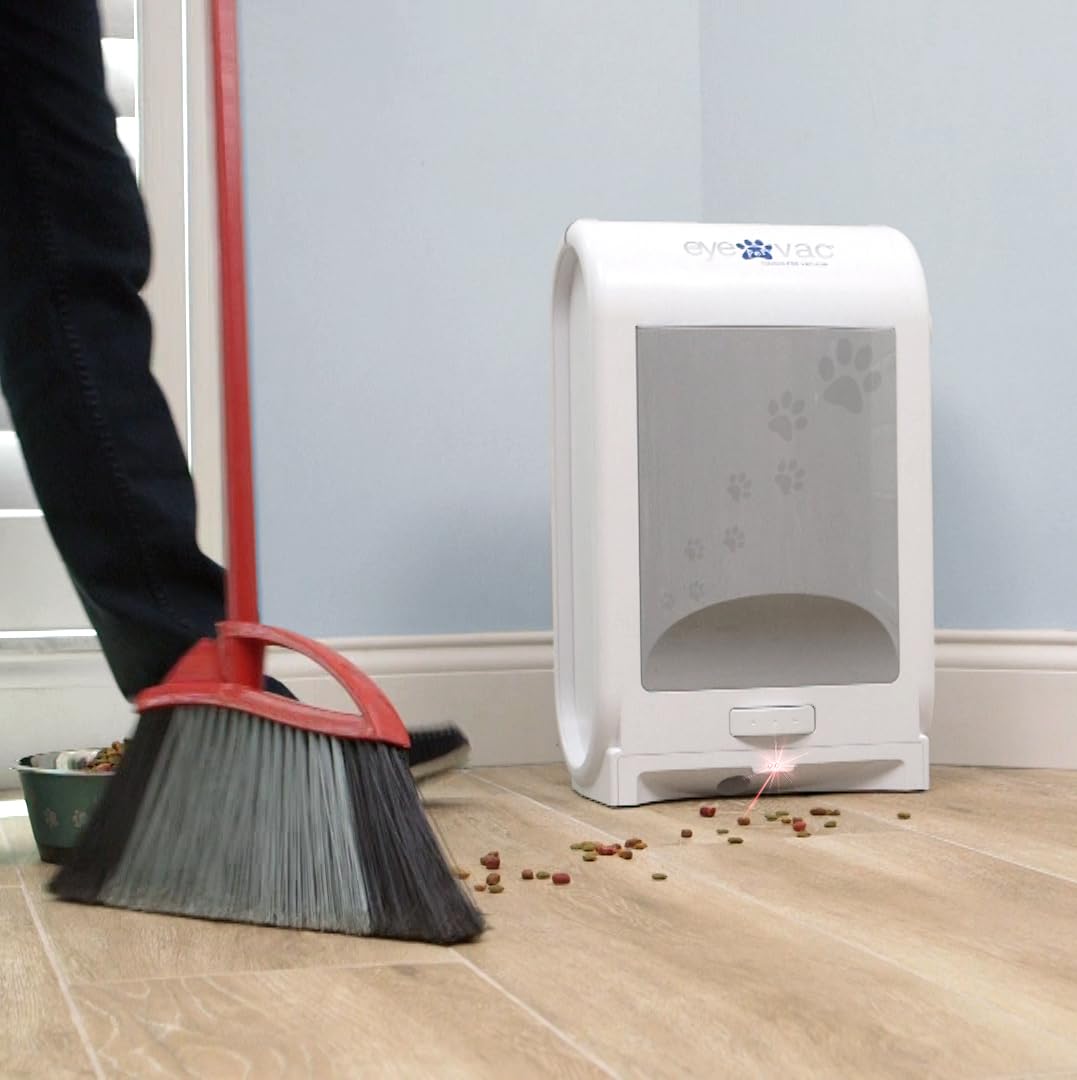 EyeVac Pet Touchless Automatic Dustpan Vacuum - Ultra Fast & Powerful 1400W Corded Canister Vacuum for Pet Hair, Food & Dirt - Bagless with Auto Sensors - Perfect for Kitchen, Living Room & Pet Areas (White)