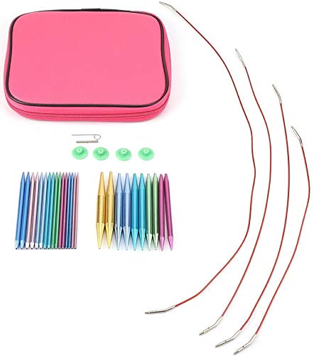 Premium Interchangeable Aluminum Circular Knitting Needle Set - 14 Sizes for Smooth Knitting | Perfect for Sweaters, Scarves & Blankets | Ergonomic Design for Comfortable Crafting
