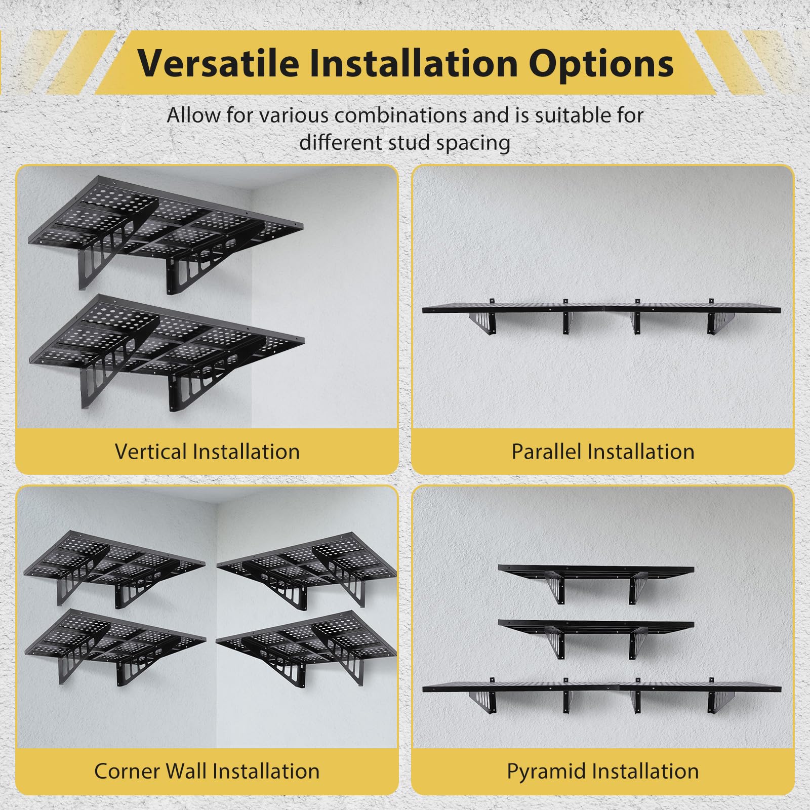 GARVEE 2 Pack 2x3ft Heavy Duty Garage Wall Shelves - 560lbs Load Capacity Wall Mounted Floating Shelves for Garage Storage, Workshop Organization & Home Utility (Perfect for Tools, Sports Equipment & Seasonal Items)