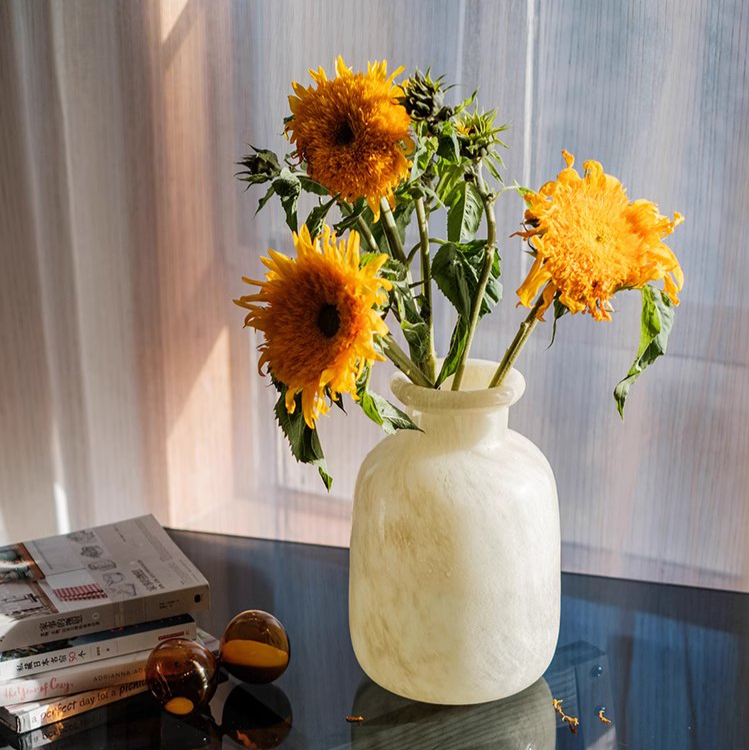 Large Matte Frosted Glass Vase - Modern Home Decor for Flowers, Centerpieces & Wedding Decorations - Perfect for Living Room, Dining Table & Event Styling