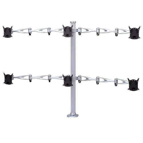 Hexa Monitor Desk Mount - Triple Monitor Stand for 3 Screens, Adjustable VESA Mount with Full Motion Articulating Arms, Ergonomic Workspace Setup for Home Office, Gaming & Multi-Tasking