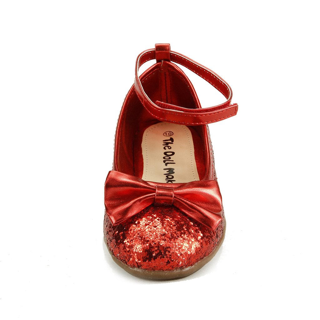 The Doll Maker Women's Metallic Glitter Strap Flat Shoes - Comfortable Ballet Flats for Casual Wear, Parties & Everyday Fashion