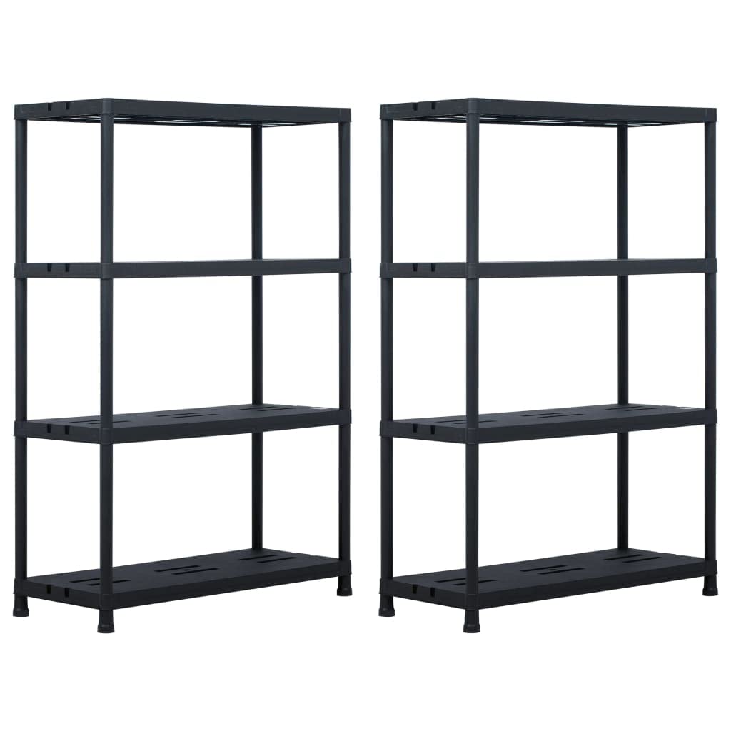 vidaXL 5-Tier Black Plastic Storage Shelf Rack - Heavy Duty Standing Organizer for Garage, Closet, Pantry & Home Organization - Multi-Size Options Available