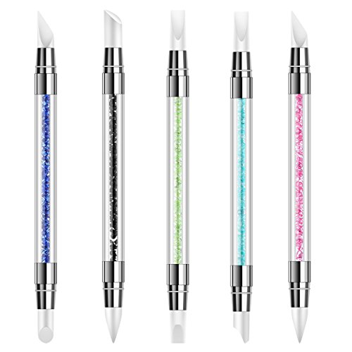 5Pcs Dual-Tipped Silicone Nail Art Pens - Rhinestone & Polish Carving Tools with Rubber Tips for Professional Nail Design | Perfect for Salon, DIY Manicure & Nail Art Enthusiasts