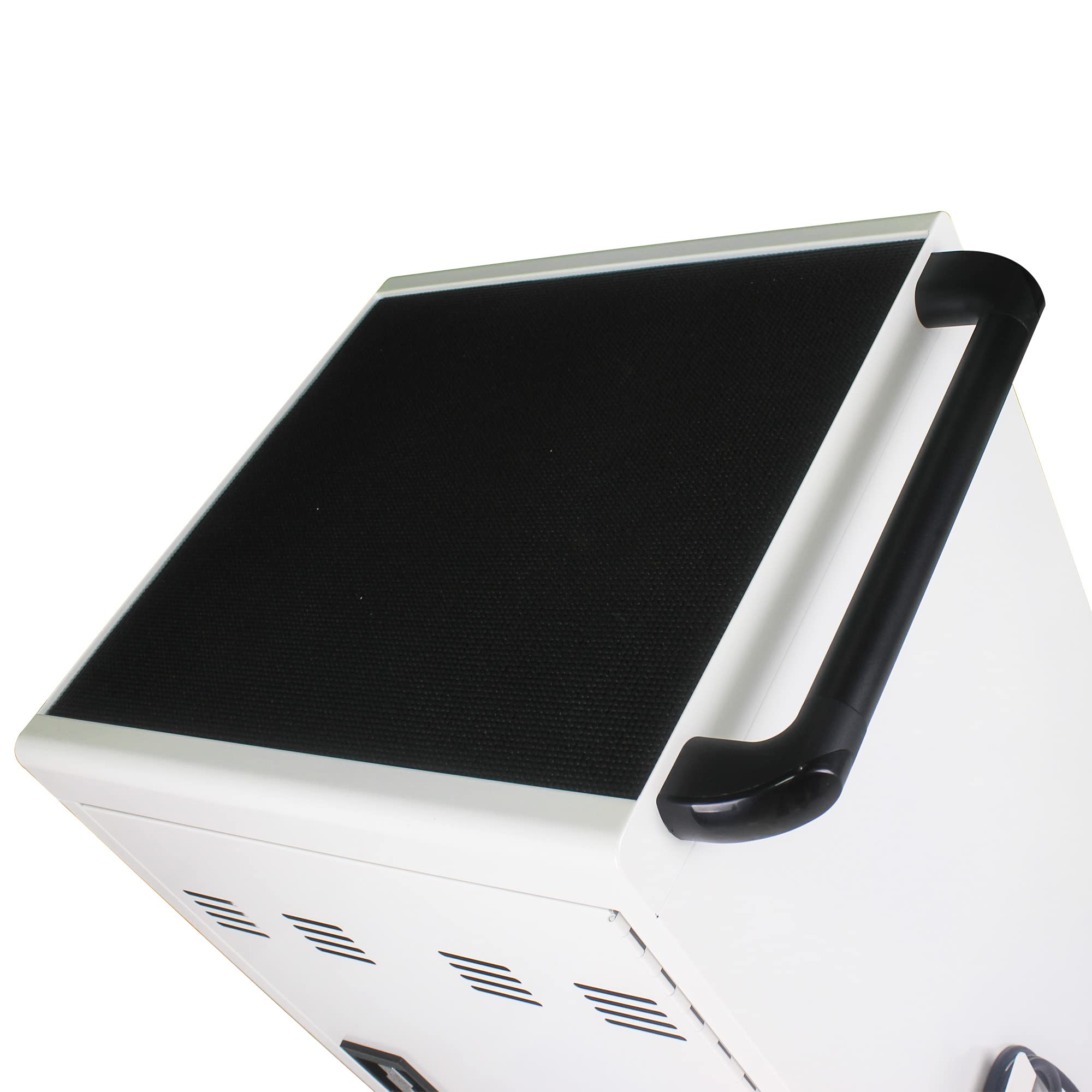 30-Device Mobile Charging Cart with Electronic Lock - Secure Laptop & iPad Charging Station for Schools & Offices - Fits Chromebooks & 17-Inch Laptops (Antique White & Steel) - Perfect for Classroom, Library & Office Device Management