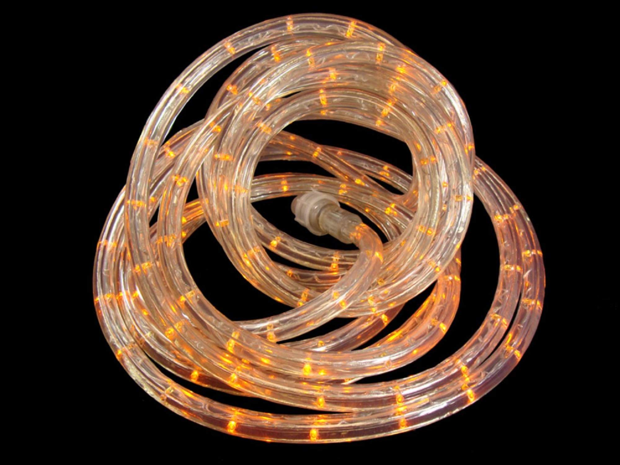 Hofert 18-Foot Orange Sunrise LED Christmas Rope Lights with Warm White Glow - Outdoor/Indoor Holiday Decor for Trees, Railings & Parties