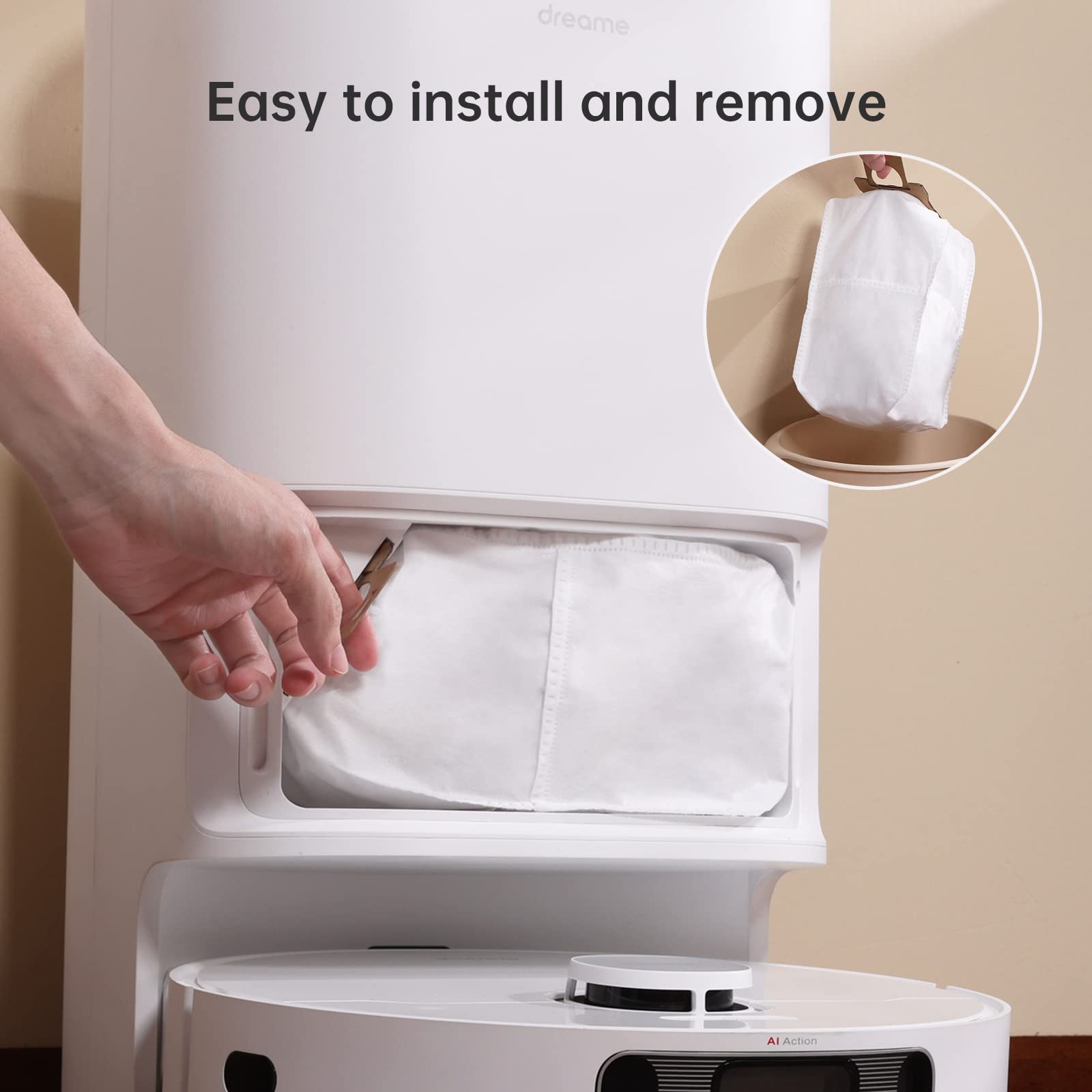 dreame L10s Ultra/L10 Ultra Replacement Dust Bags - 3L Capacity, 3 Pack - Compatible with Robot Vacuum Cleaners for Hair, Dirt, Dust & Debris Collection - Perfect for Pet Owners & Allergy Sufferers Home Cleaning