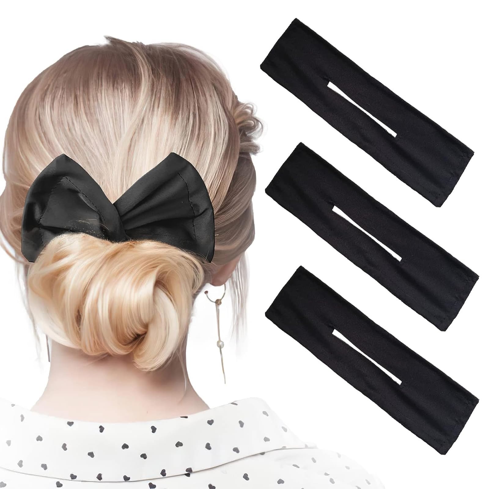 3Pcs Black Hair Bun Maker Twister - Easy Lazy Hair Curler for Long Hair | Perfect Hair Accessories for Women & Girls | Great for Parties, Weddings & Everyday Styling