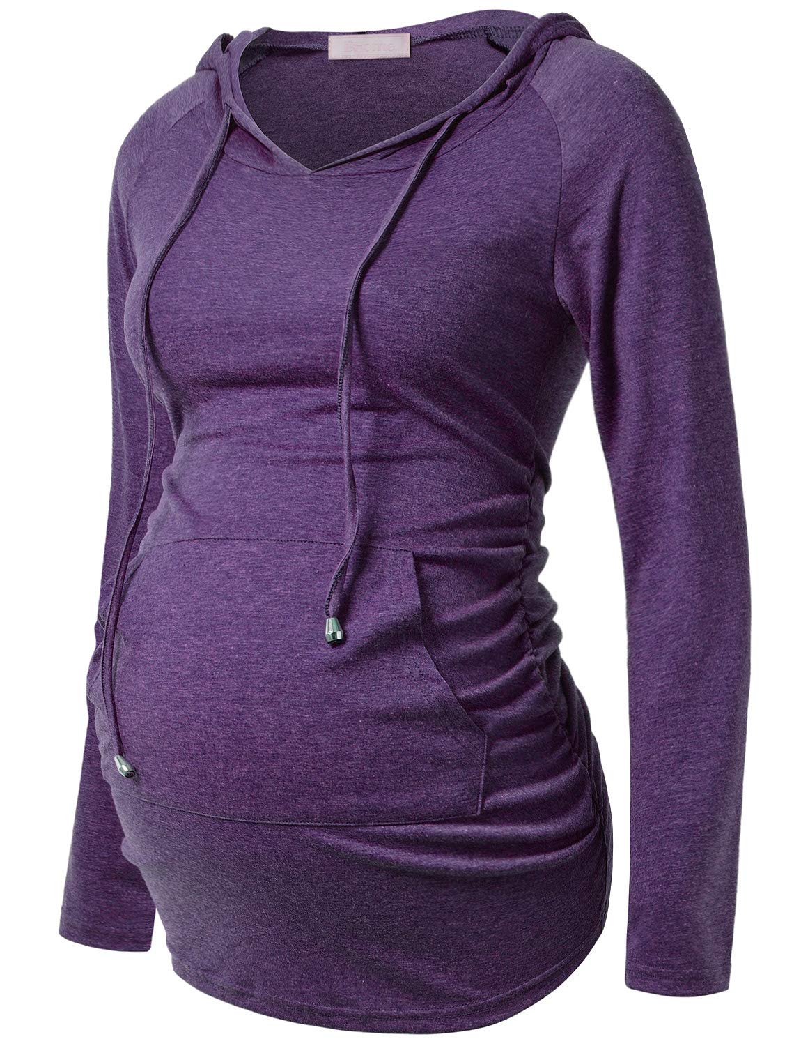 Bhome Maternity Hoodie - Soft Long Sleeve Nursing Sweatshirt for Pregnant Women | Comfortable Casual Pregnancy Top for Layering, Lounging & Everyday Wear