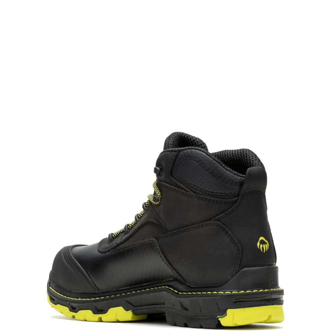 Overpass 6 CarbonMax Work Boots for Men - Black/Lime Safety Shoes with Steel Toe & Slip-Resistant - Ideal for Construction, Warehouse & Outdoor Work