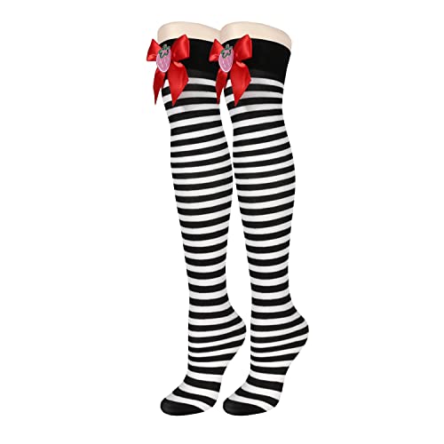 Black and White Stripe, Satin Bow, Strawberry