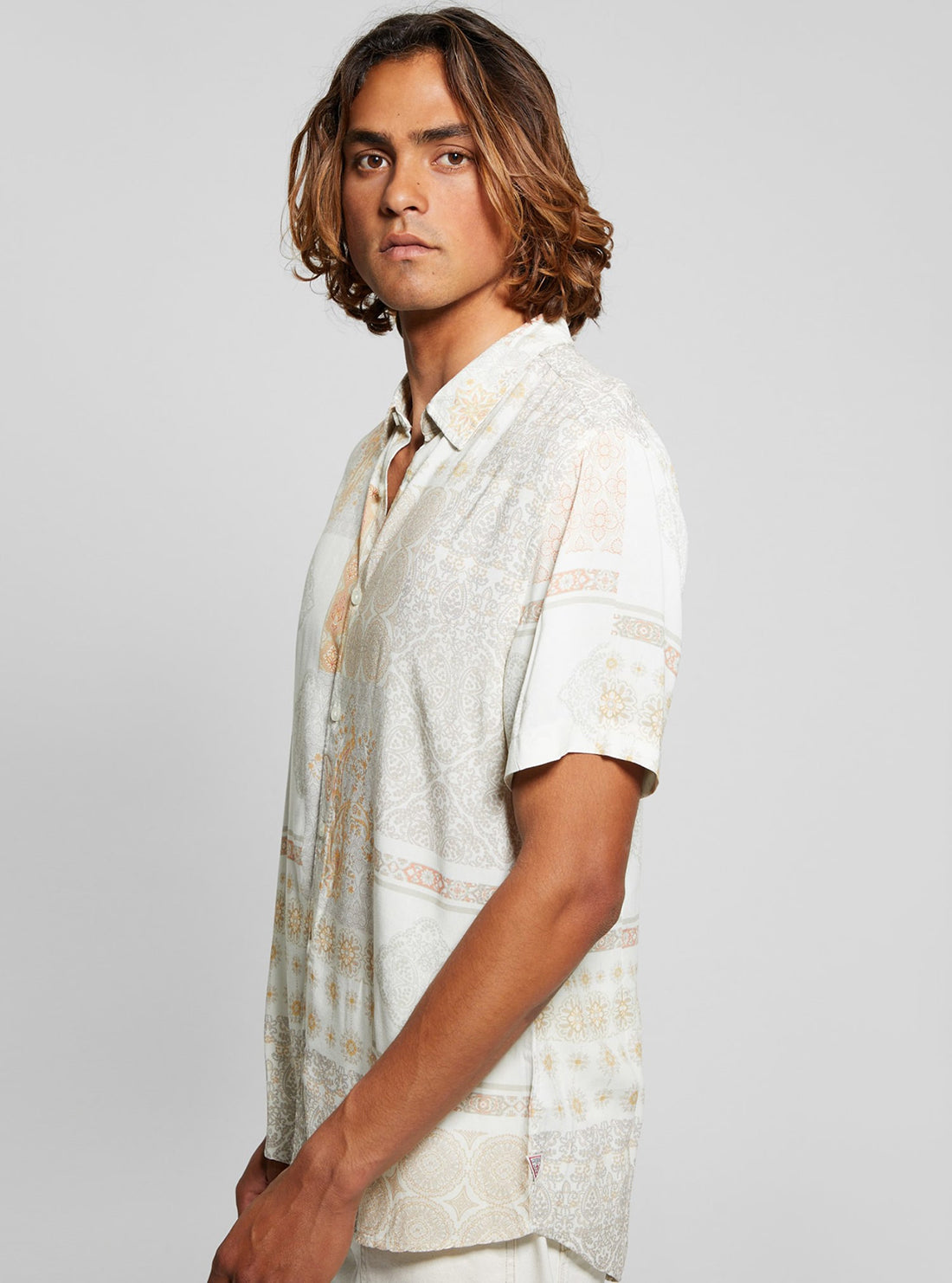 Eco-Friendly White Patchwork Shirt for Women - Stylish Casual Button Down Blouse - Perfect for Office, Date Night & Summer Outfits