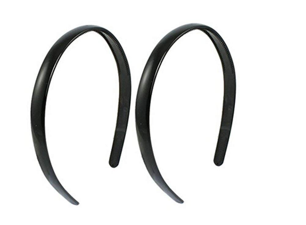 6-Pack Black Plastic Plain Headbands with Teeth Comb - DIY Hair Accessories for Halloween, Cosplay, and Everyday Styling