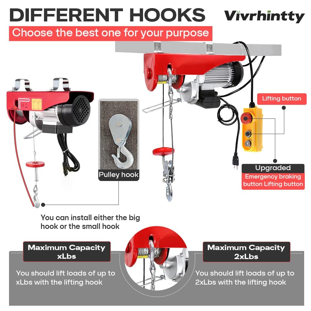 1320LBS Electric Hoist Winch with Remote Control - 110V Heavy Duty Lifting Equipment for Factory, Warehouse & Construction - Perfect for Overhead Lifting, Material Handling & Industrial Applications