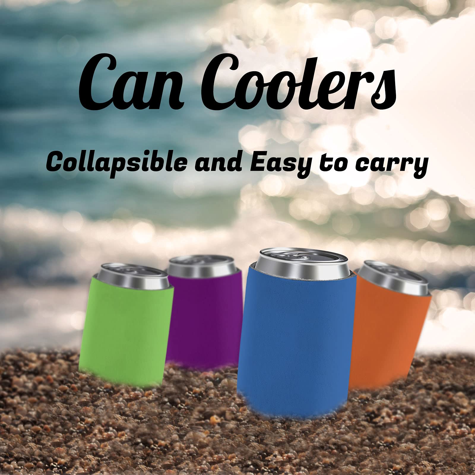 Custom Printed Can Coolers 70-Pack - Personalized Beer Sleeves with Photo/Logo - Bulk Insulated Beverage Holders for Weddings, Fishing, Picnics & Outdoor Parties