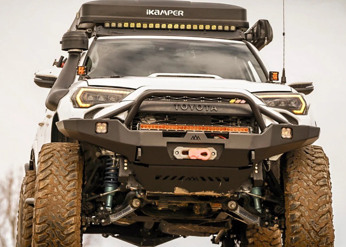 2020-2024 Toyota 4Runner Heavy Duty Bull Bar Front Bumper | Off-Road Adventure PreRunner Mod | Overlanding & Hi-Lite Protection for Trail Driving & Camping