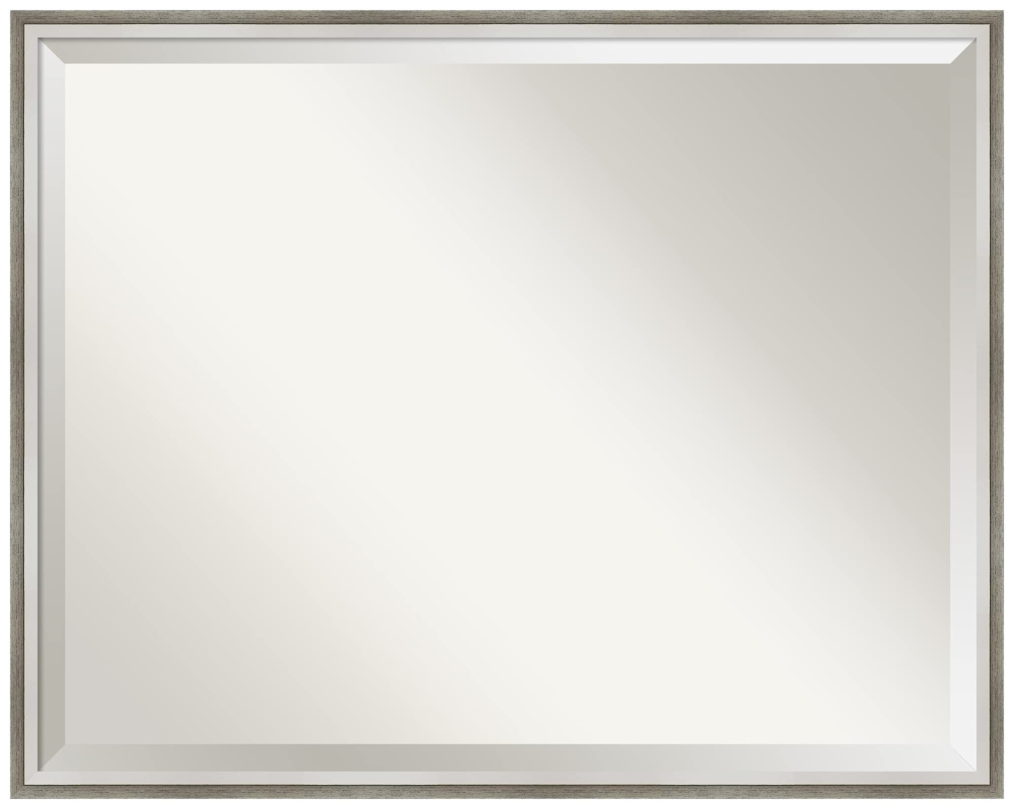 Amanti Art Beveled Wood Wall Mirror 23x29 Inches - Silver White Frame, Large Bathroom Mirror for Vanity, Bedroom, Living Room & Entryway Decor