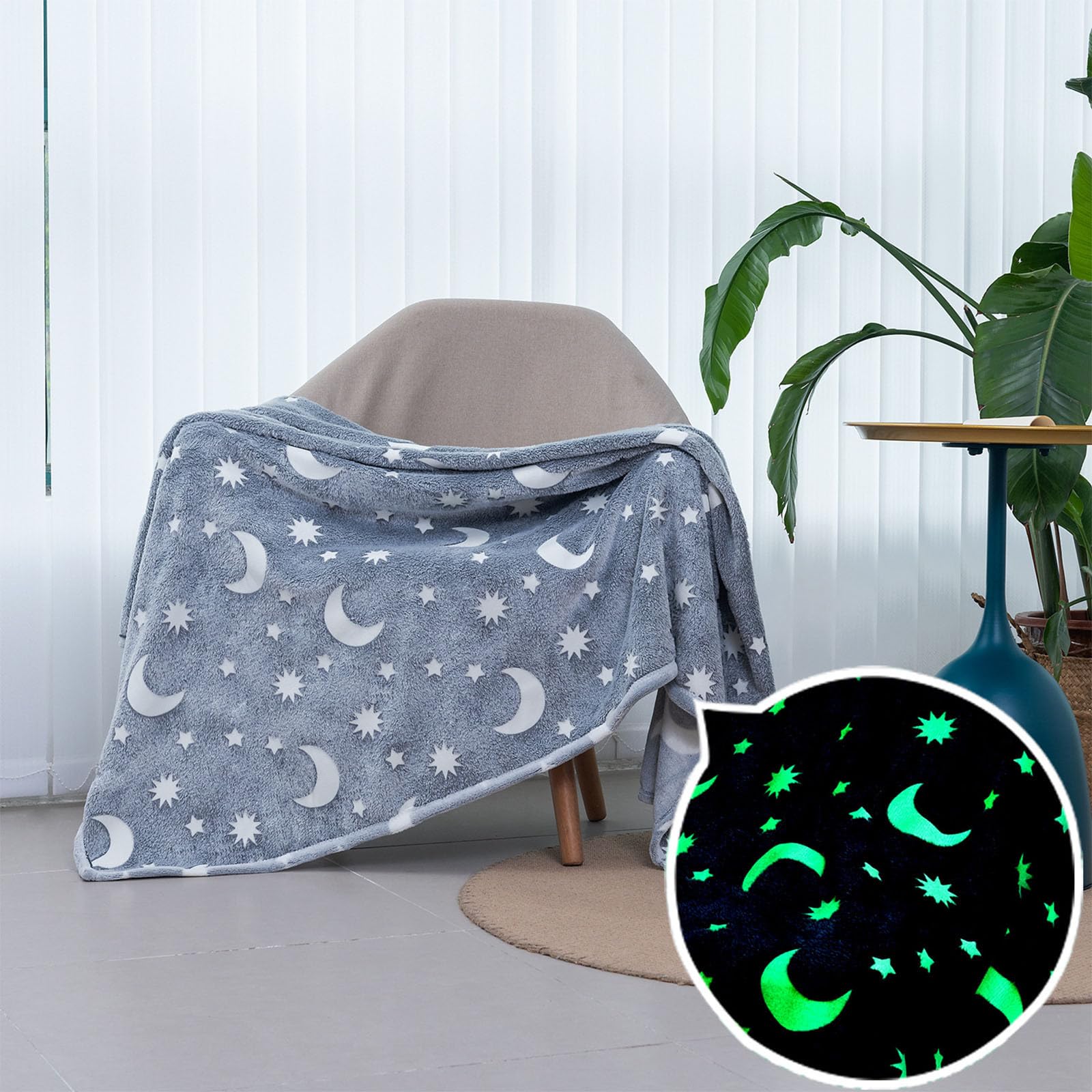 Glow in The Dark Blanket - Ultra Soft & Cozy Fuzzy Throw Blanket for Couch, Bed, Sofa - Perfect Unique Birthday Gift for Women, Men, Teens - 50