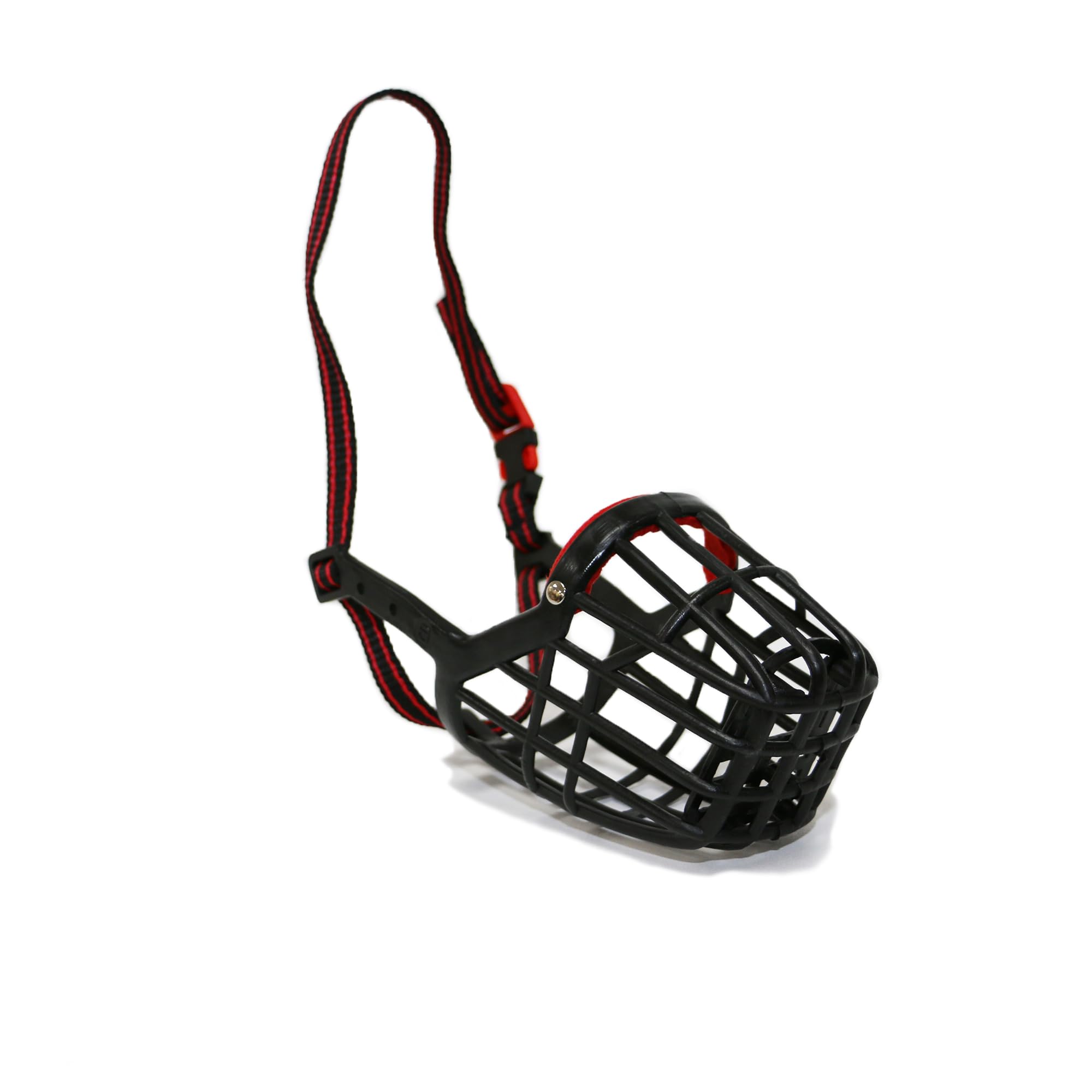 **Ancol Gentle Strong Secure Comfortable Plastic Dog Muzzle - Black/Red, Size 8 (30 x 10.5cm) - Biting Control for Aggressive or Anxious Dogs - Perfect for Training, Grooming, and Vet Visits**
