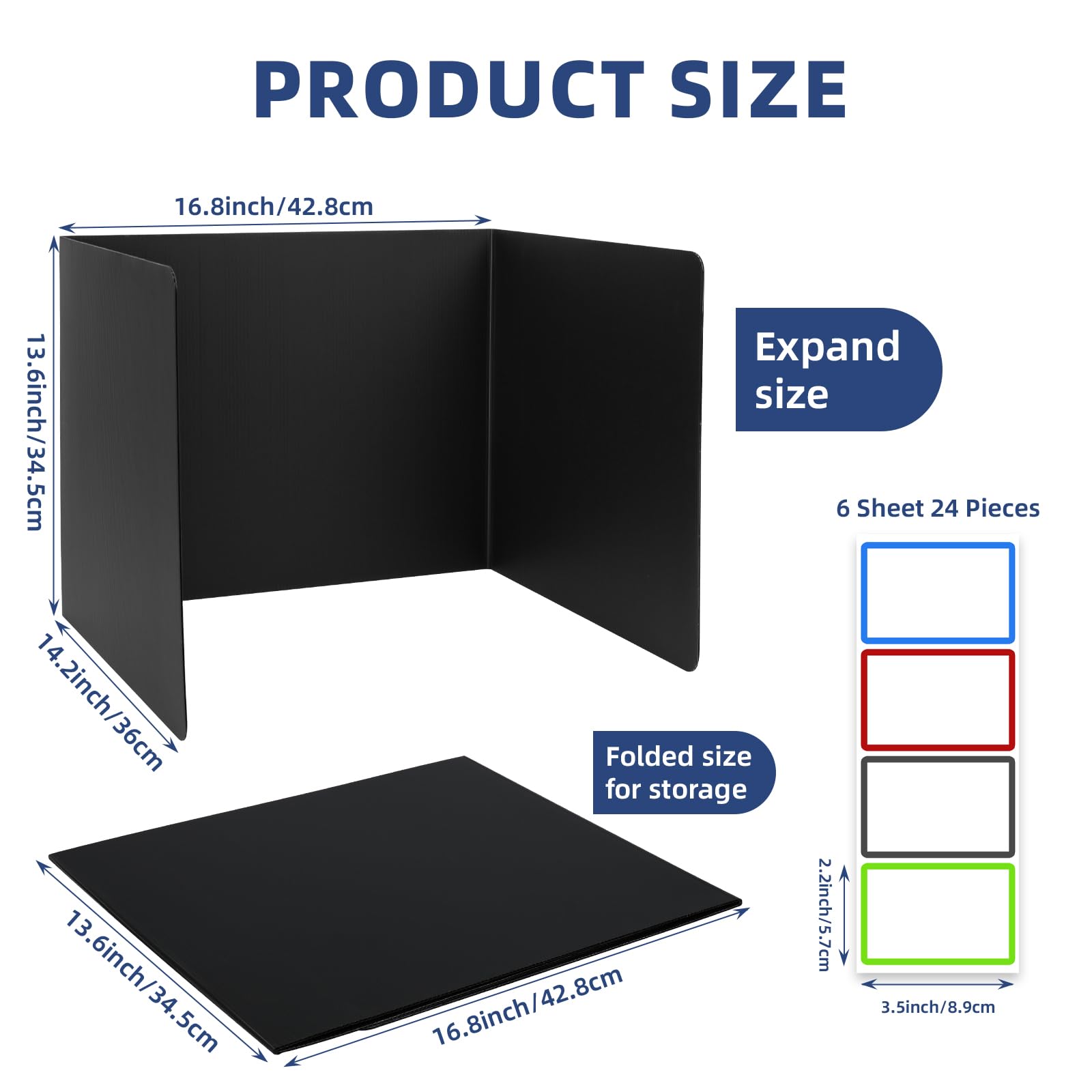 22-Pack Durable & Waterproof Plastic Desk Dividers for Students - Privacy Shields for Classroom & Study, Easy-to-Clean Teacher Supplies (Black) - Perfect for Test Taking, Focus Study & Social Distancing in Schools