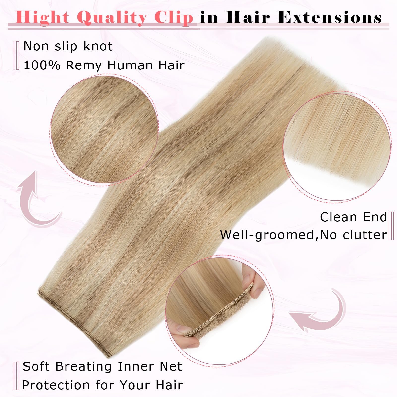 6 Inch Clip-In Human Hair Extensions for Short Hair - Ash Blonde & Bleach Blonde | Invisible Mini Hair Pieces for Thinning Hair | Natural Real Human Hair for Men & Women | Perfect for Volume Boost & Everyday Styling