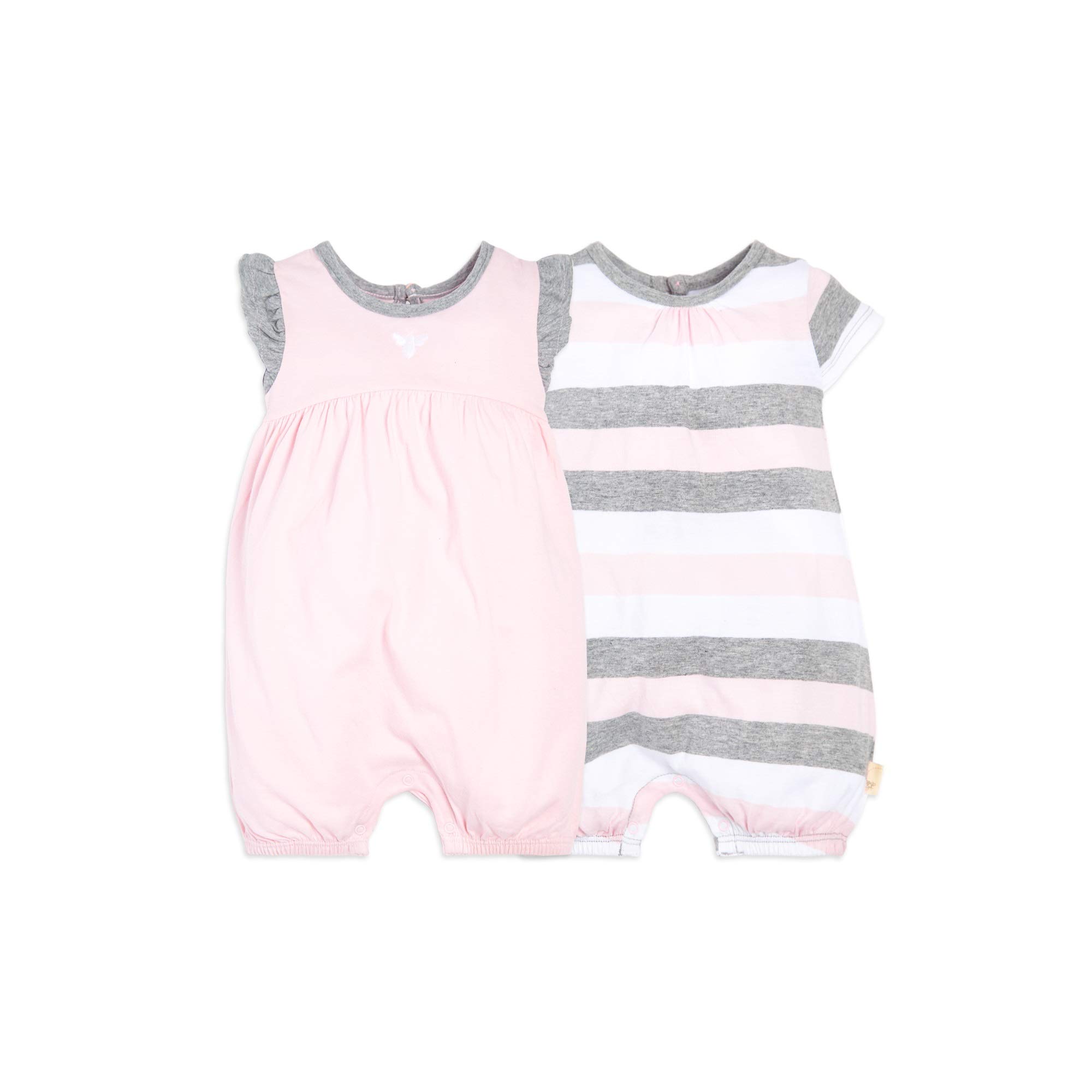 Burt's Bees Baby Girls' Organic Cotton Rompers - 2-Pack Bubble Jumpsuits | Soft & Breathable One-Piece Outfits for Newborns & Infants | Perfect for Playtime, Daycare & Family Outings