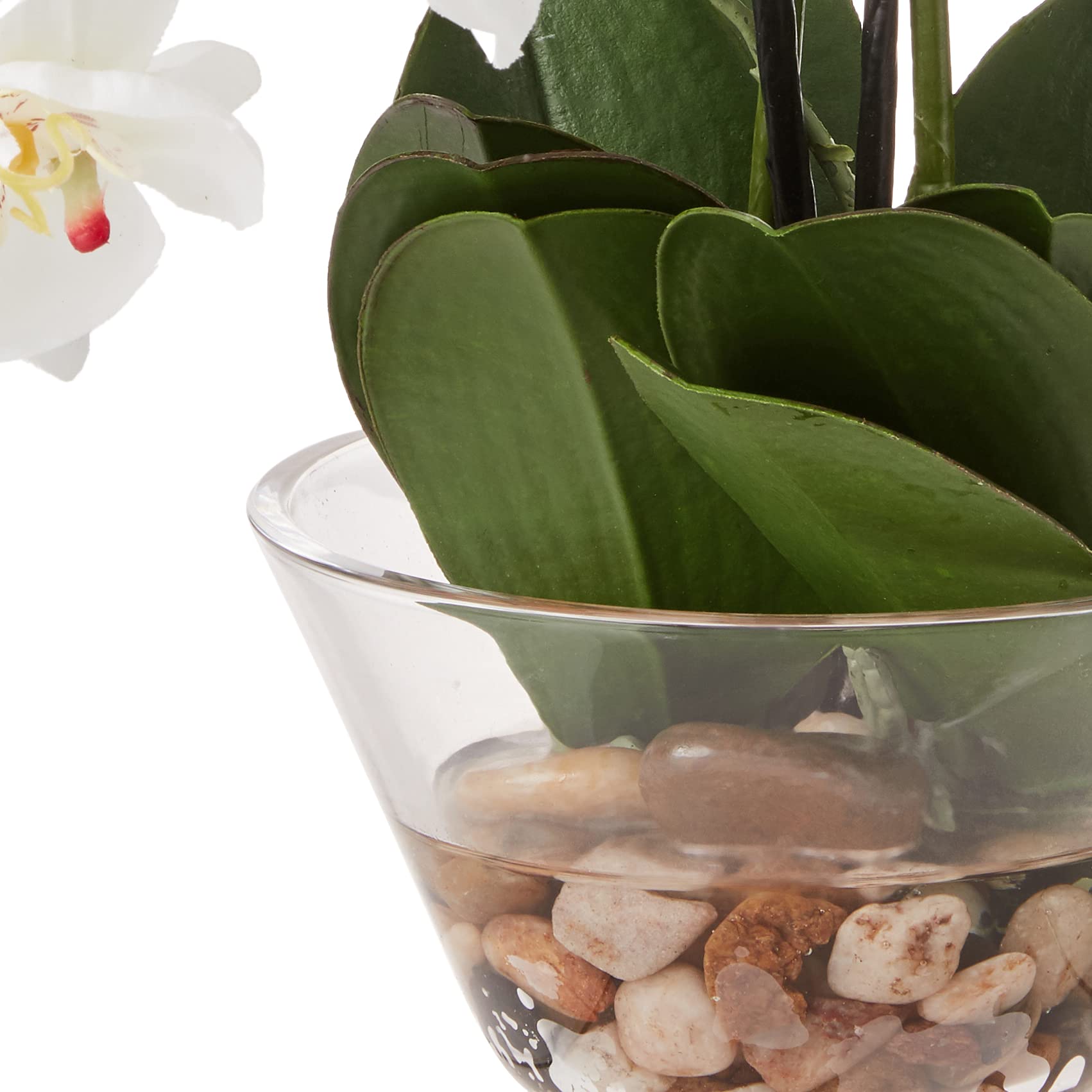 Nearly Natural 4643-WH White Phalaenopsis Silk Flower Arrangement with Glass Vase - 29