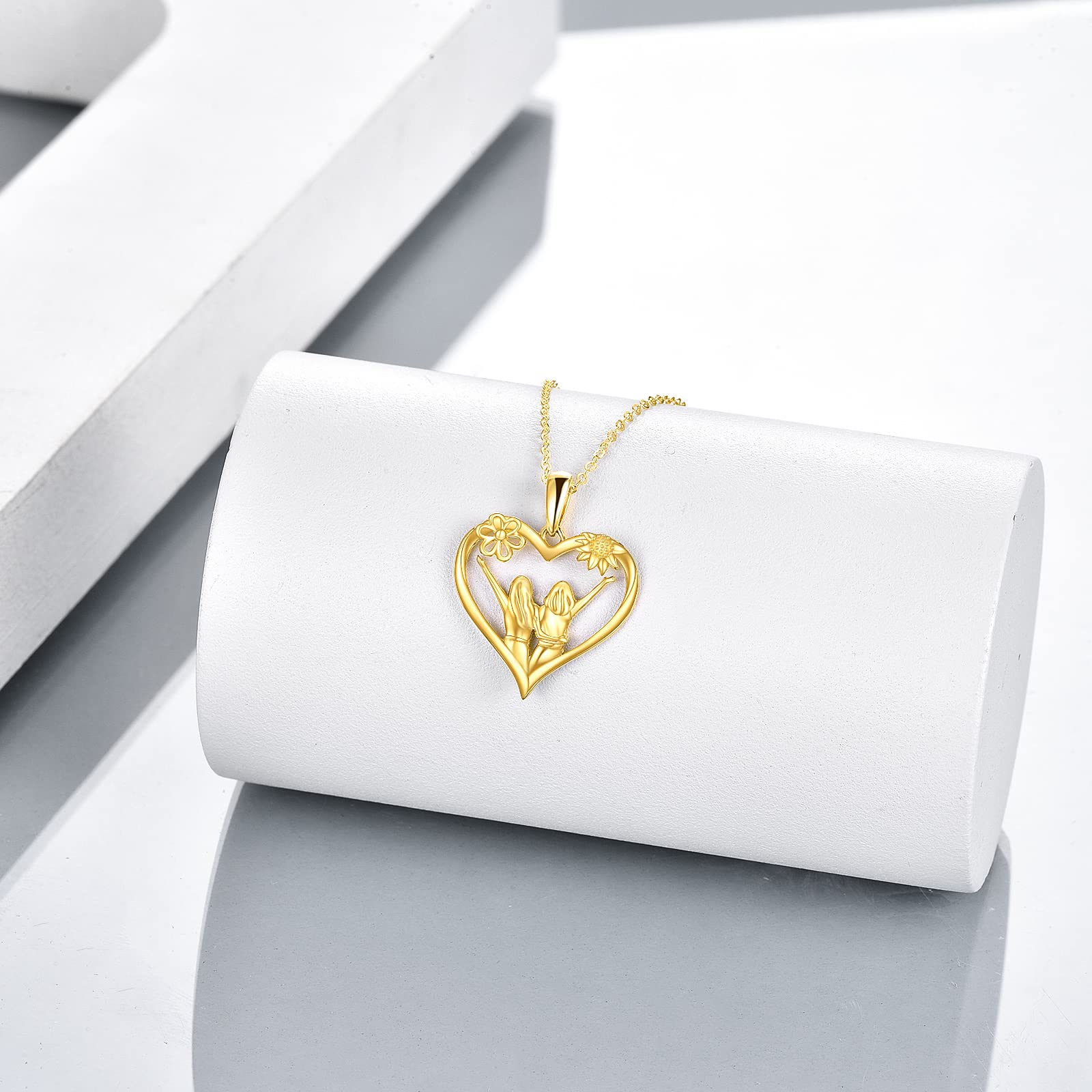 14K Real Gold Sister Necklace for Women - Heart Pendant Jewelry for Mom, Sister & Best Friend | Birthday, Mother's Day & Anniversary Gift | Perfect for Everyday Wear & Special Occasions