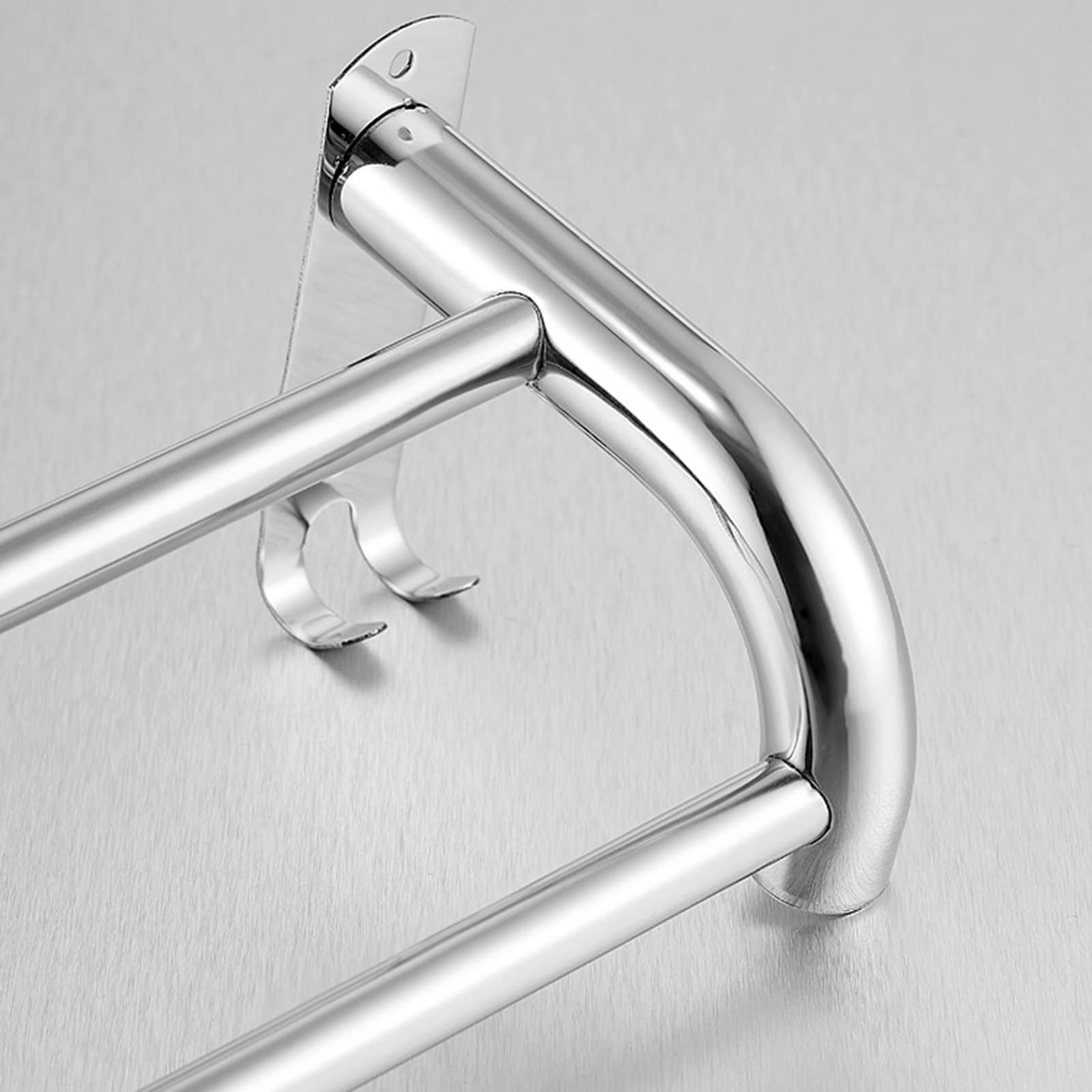 Stainless Steel Double-Layer Punch-Free Bathroom Towel Bar - 50cm Bathroom Hardware Accessories for Modern Home & Hotel Use