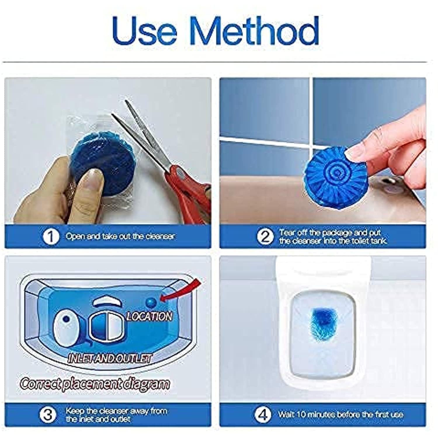 MOZABEE Automatic Toilet Cleaner Tablets - 10 Pack | Powerful Flush Tank Cleaning Balls with Lemon Scent | Deep Cleans & Deodorizes | Ideal for Home, Office & RV Bathrooms