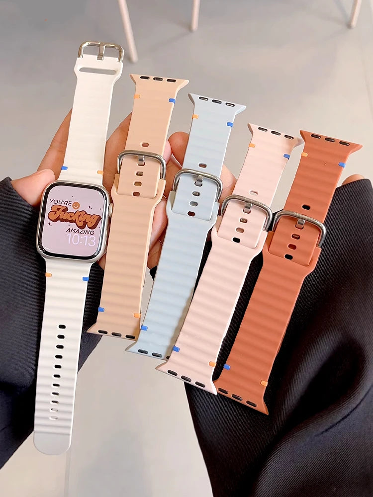 Premium Silicone Sports Band + Protective Case with Tempered Glass for Apple Watch - Perfect for Running, Gym & Outdoor Activities