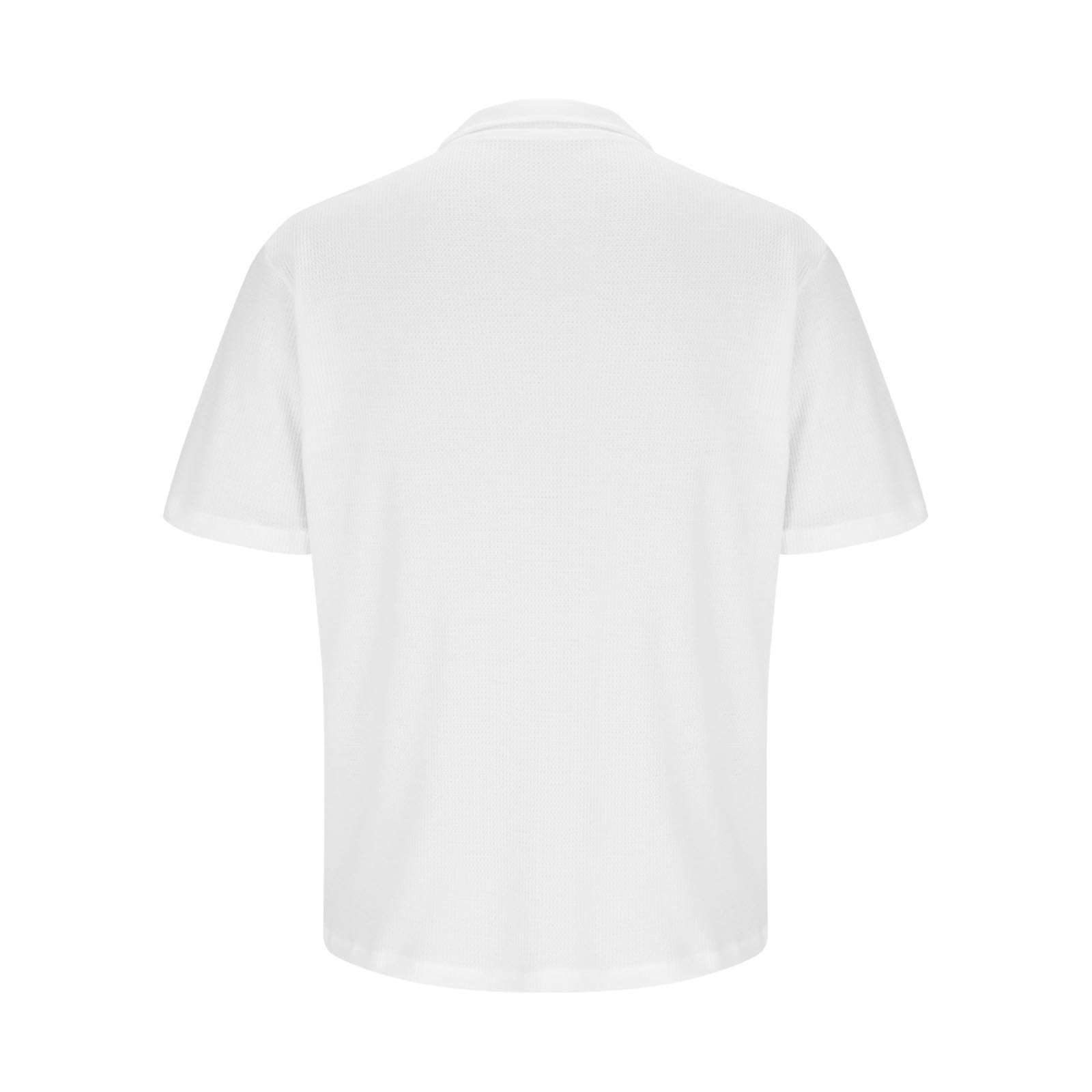 Men's Waffle Knit Short Sleeve Button Down Shirt - Breathable Hawaiian Beach Shirt with Sheer Hollow Out Design | Perfect for Summer Vacation, Pool Parties & Casual Outings