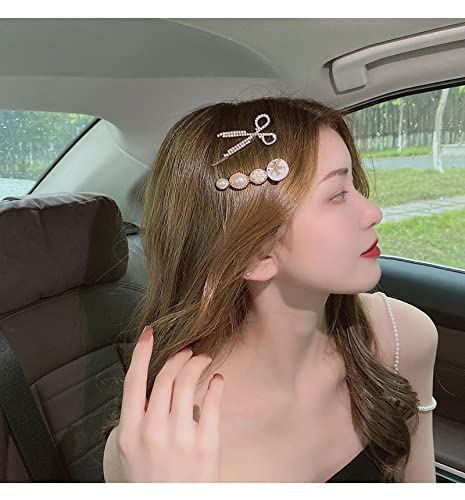 Elegant Pearl Hollow Metal Hair Clips for Women - Korean Style Hair Pins Set of 5 - Perfect for Weddings, Parties & Everyday Styling (White)