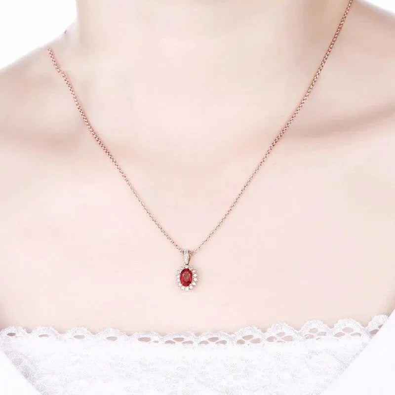 SLFD Natural Ruby 18K Solid Gold Pendant - Real 750 AU Pure Gold Necklace for Women | Elegant Classic Jewelry for Parties, Weddings & Special Occasions | Trendy Fine Jewelry Gift 2023